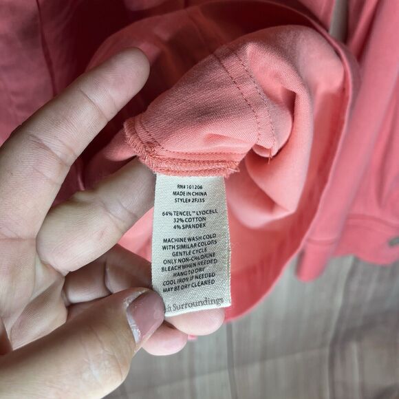Soft Surroundings Women's Size Large Thelma Tencel Shirt Coral Pink Button Up - Picture 6 of 10